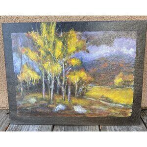Moody Western Aspen Mountain Stream Incoming Storm Oil Painting Unframed Signed